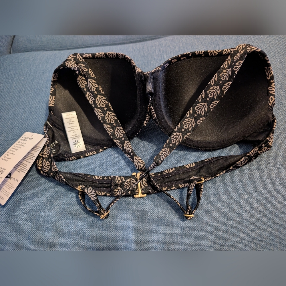 NWT ATHLETA Underwire Bikini Top 34B/C Aqualuxe Print Twist Black Brown Gold - Picture 4 of 4